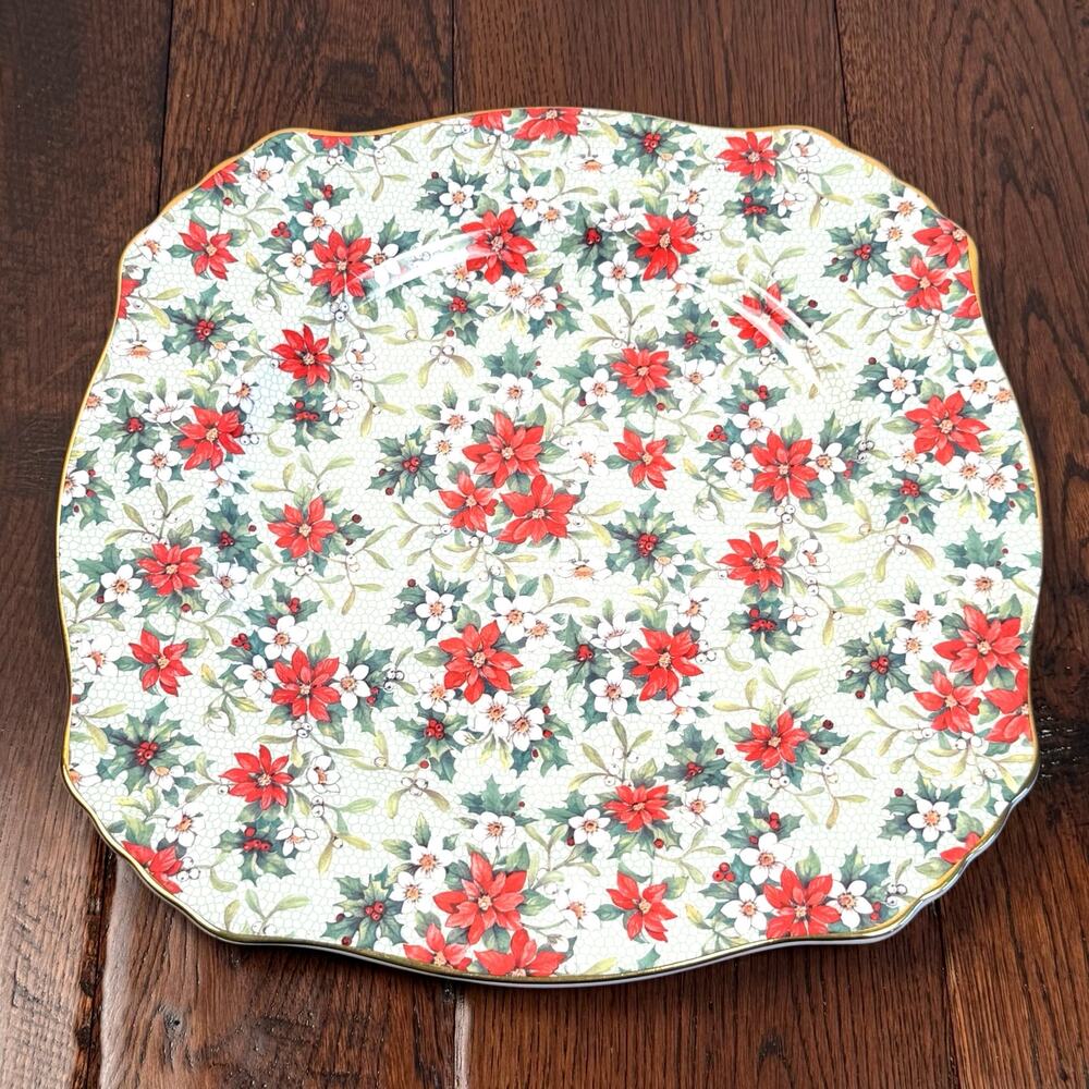 Set of 4 Royal Winton Christmas Chintz 10 In Dinner Plate Vintage English China